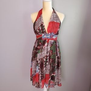VERTY Women Chiffon Halter Dress Sz Med Multicolor